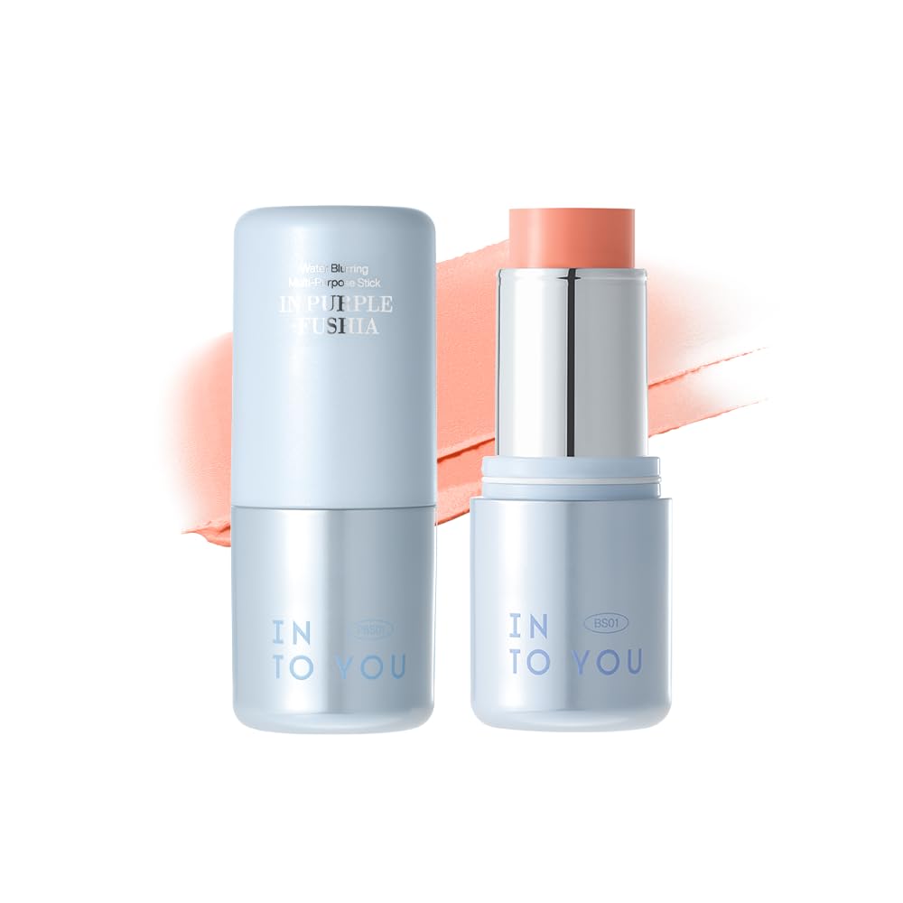 INTO YOU Cream Blush Stick Water Blurring, 5 in 1 Multi-purpose Makeup Balm Stick, Hydrating Blush Tint for Cheeks & Eyes, Lightweight, Long Wearing, Easy to Apply & Blend, BS04