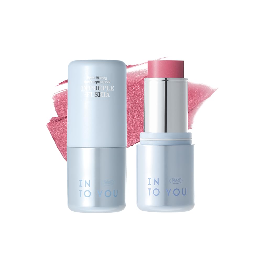 INTO YOU Cream Blush Stick Water Blurring, 5 in 1 Multi-purpose Makeup Balm Stick, Hydrating Blush Tint for Cheeks & Eyes, Lightweight, Long Wearing, Easy to Apply & Blend, BS04