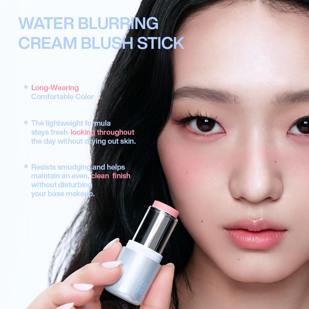 INTO YOU Cream Blush Stick Water Blurring, 5 in 1 Multi-purpose Makeup Balm Stick, Hydrating Blush Tint for Cheeks & Eyes, Lightweight, Long Wearing, Easy to Apply & Blend, BS04